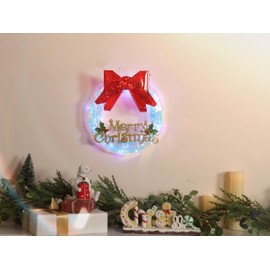 Brightown Lighted Christmas Iridescent Wreath, 150 LED 12in Pre-Lit Wreath with 8 Modes, USB Powered for Holiday Christmas Party Yard Indoor Outdoor Decorations, Cold White