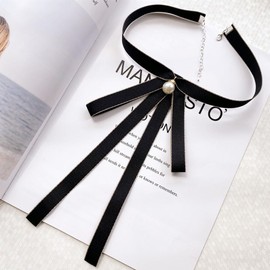 JKQBUX japanese Ladies Party Long Adjustable Bow Tie Womens Girl Necktie Bowtie female ribbon Women Ties Black