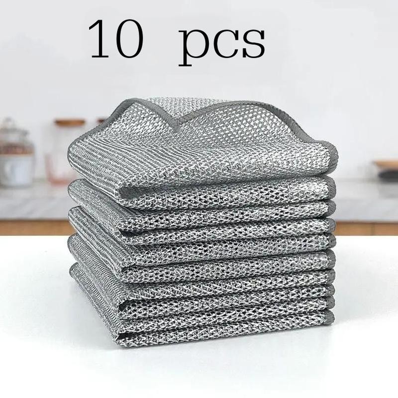 10 Counts Dishwashing Rags, Double Side Multipurpose Non-Scratch Wire Dishcloths