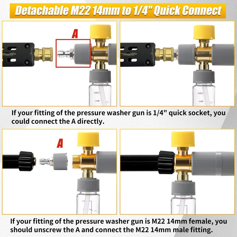 Tool Daily Foam Cannon Dual Connector, Mini Foam Cannon for