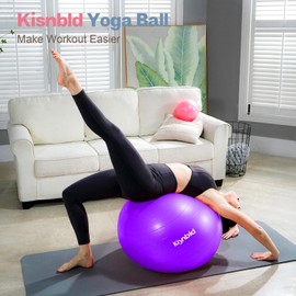 kisnbld Exercise Ball, Extra Thick Yoga Ball for Workout Pregnancy Stability, 4 Sizes Anti-Burst Balance Ball with Foot Pump - Heavy Duty Fitness Ball Chair for Office, Home & Gym
