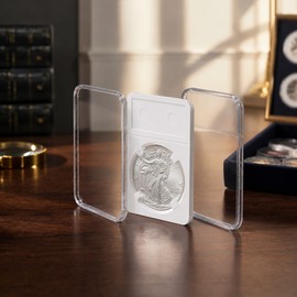 Commemorative Coin Slab Holder for Display and Protection - Transparent Plastic Case with Foam Insert for Collectors