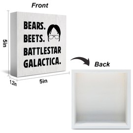 Funny Bears Beets Battlestar Galactica Office Sign Office Decorations Desk Cubicle Shelf Decor Dwight TV Show Gift for Boss Coworkers Office Fans 5 X 5 Inch