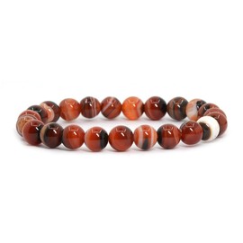 Red Dream Agate Gemstone 8mm Round Beads Stretch Bracelet 7 Inch Unisex