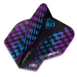 WINMAU Prism Zeta Pattern Design Extra Thick Dart Flights - 10 sets per pack (30 dart flights in total) (Black, Purple & Blue)