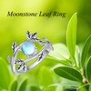 MONGAS Leaf Ring Sterling Silver Moonstone Leaf Ring Adjustable Branch