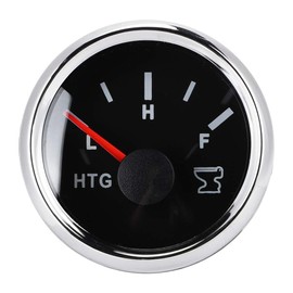 Acouto Marine Boat RV Sewage Water Level Gauge 52mm / 2in HTG Meter 0-190 ohms 9-32V (Silver Frame Black Dial)