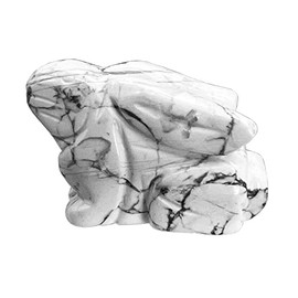 Ladeukoi Hand Carved Stone Sitting Rabbit Statue, Healing Crystal Bunny Animal Figures Sculpture Bag Stone Home Decoration Easter Day Gift 2 Inches, White Howlite Turquoise