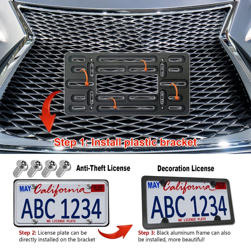 BGGTMO Front License Plate Mounting Kit- Universal License Plate Bracket