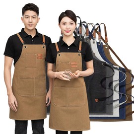 deoway Apron, Women's, Apron, Men's, Stylish, Outdoor Apron, Camping, Work Apron, Large Type, Tool Pocket, Barbecue, Thick Cotton, Work Clothes, Cafe Apron, One Size Fits All, Braun