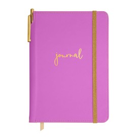Lilly Pulitzer Journal Notebook with Black Ink Pen, Writing Set Includes Cute Journal with 96 Lined Pages and Gold Metal Pen, Amarena Cherry (Pink)