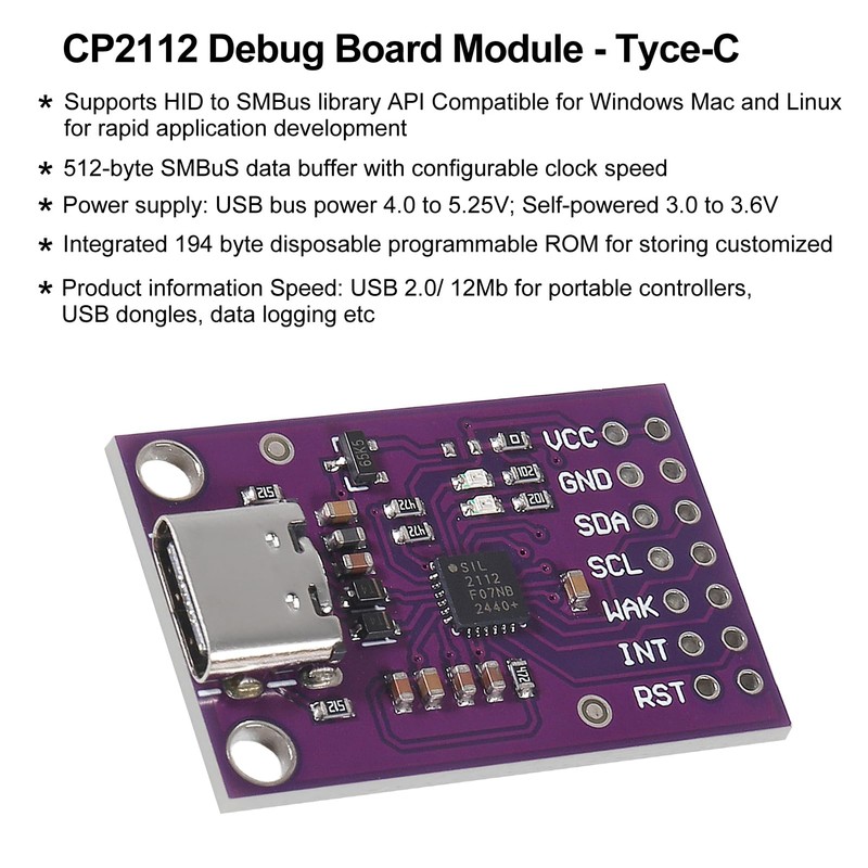 ALMOCN 1PCS CP2112 Adapter Type-C MCU-2112 Debug Board USB to