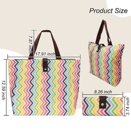 FuninCrea Foldable Shopping Bag, Reusable and Washable Shopping Bags Grocery Bag, Eco -friendly Shopping Tote Bag for Shopping, Travel, Groceries, Storage and Daily Use (Colored polyline), L