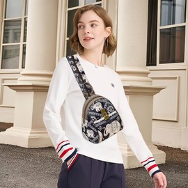 DEEVORCA Fashion Women Backpack Shoulder Bags Casual Anti-Theft Chest Bag Work Travel Shopping Small Dayback Crossbody Nylon Waterproof Printed Women's Backpack Handbag Blue B