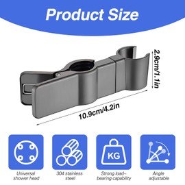 Shower Head Holder, Adjustable Shower Holder, 45° Hand Shower Holder, No Drilling, Shower Rail, Shower Head Holders, Adjustable Shower Head Holder for Slide Bar (Grey)