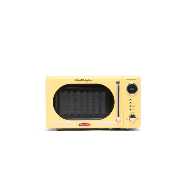 Nostalgia NRMO7YW6A Retro Compact Countertop Microwave Oven, 0.7 Cu. Ft.