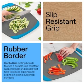 Gorilla Grip - Tabla de cortar extragrande, mango de fcil agarre, surcos para jugos, antideslizante y gruesa. Apta para lavavajillas, no porosa, de...