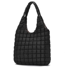 Nexum Quilted Puffer Hobo Bag for Women Large Soft Puffy Shoulder Bag Quilted Carryall Tote Bag Hobo Handbags for Travel Black
