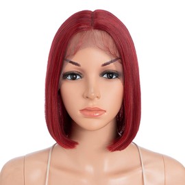 NOBLE Red Bob Wigs for Women Short Lace Front Wigs 10 Inches Synthetic Straight 150% Density Heat Resistant Bob Wigs for Party and Daily Use.