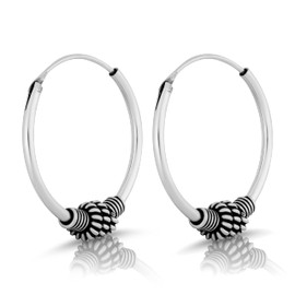 NKlaus Pair of 18 mm Snake Bali Hoop Earrings Silver Celtic 925 Sterling Silver Gothic 4395