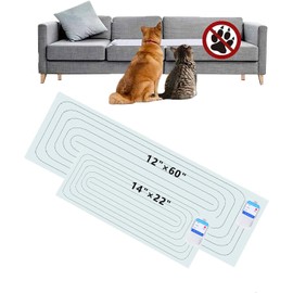 SEERWAY Scat Pet Shock Mat 2 Pieces in Different Size, Shock Pads for Dogs and Cats Training Indoor, Electric Repellent Mat Keeps Pets Off Couch, Sofa, Countertop, 3 Modes (60" x12” + 22"x14")