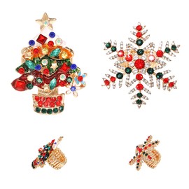 HEIDKRUEGER Christmas Stretch Rings Christmas Tree Winter Snowflake Santa Elastic Rings Festive Crystal Rhinestone Statement Finger Rings Holiday Jewelry for Women Xmas Party (Xmas Tree&Snowflake)