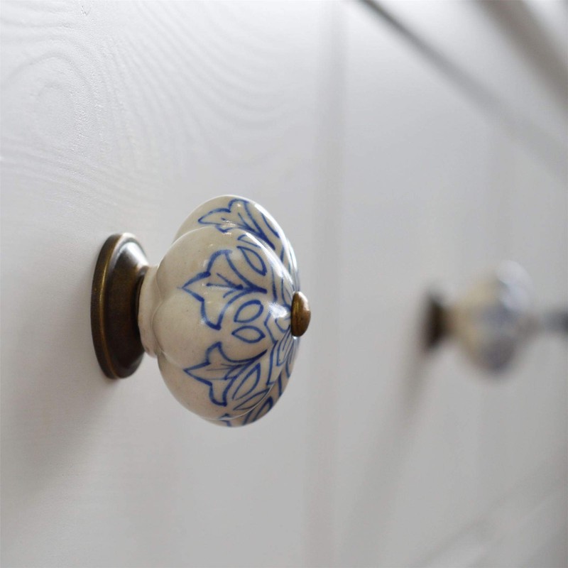 Nicola Spring 6 Pack Light Blue Ceramic Round Drawer Knobs