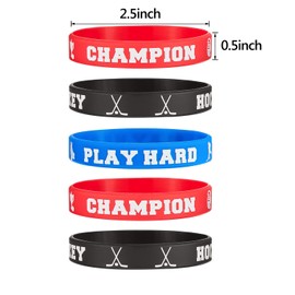 24 Pieces Hockey Rubber Bracelets Silicone Hockey Wristband Stretch Rubber Bracelets for Sport Themed Party Supplies