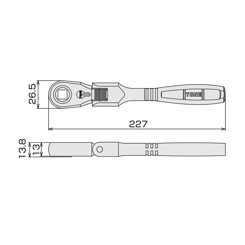 TONE RH3FB Oscillating Ratchet Handle 3/8 inch (9.5 mm) Drive
