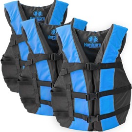 Hardcore Life Jacket 3 Pack Paddle Vest for Adults; Coast Guard Approved Type III PFD Life Vest Flotation Device; Jet ski, Wakeboard, Kayak; Ideal Extra Pontoon Boat Life Jacket Purple