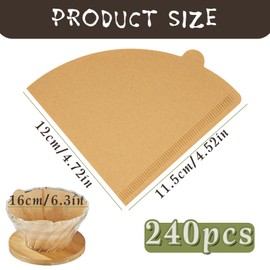 Sebudion 240 PCS Coffee Filter Papers,Unbleached Filter Papers V60 with Size 02,Disposable Paper Coffee Filters for Pour Over Dripper