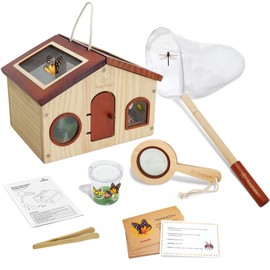 SimpliPlay Kids Explorer Kit & Bug Catcher for Kids, Outdoor Toys with Large Portable Wooden Bug Habitat, Butterfly Net, Magnifier, Observation Cup, 15 Insect Cards for Toddler 3-8 Year Old Boy Gift