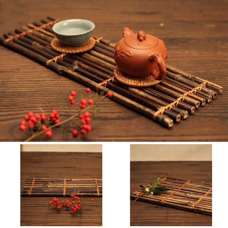 Handcraft Tea Table Bamboo Placemat Tea Cup Tray Pad Tea