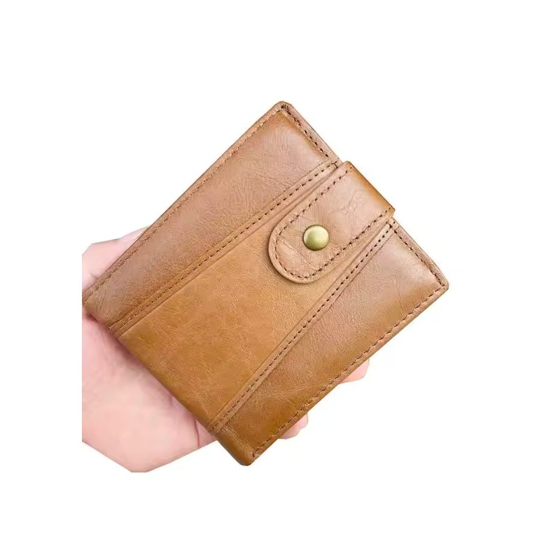 Men's Genuine Cow Leather RFID Wallet with Coin Pocket &