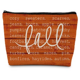 ignytiger Fall Makeup Bag, Orange Makeup Bag, Fall Gifts for Women, Thanksgiving Gifts, Fall Cosmetic Bag, Fall Themed Gifts, Womens Makeup Bag