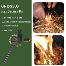 4 Pack Ferro Rod Fire Starter Flint Fire Starter Survival Tool Flint and Steel Fire Starter Kit 6-in-1, Portable Ferro Rod Striker with Paracord Handlead for Campfires Survival Emergency Kit