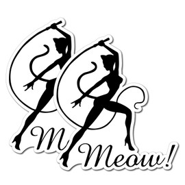 2 Pack Meow Cat Woman Car Decal – Bad Fish Custom Decals – Funny Cute Sticker - Premium Gloss Permanent Vinyl Waterproof 6 Year Indoor Outdoor (Black, 1)