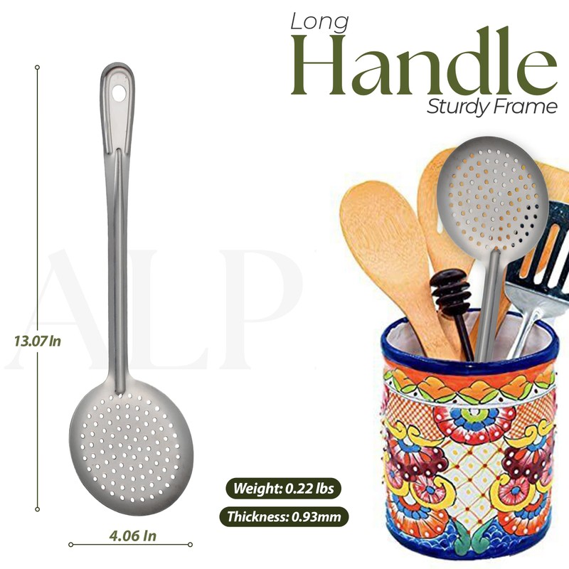 Alpine Cuisine Stainless Steel Skimmer Spoon 13 Inch - Rustproof,