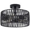 Hchunqjor 3-Light Coastal Black Woven Flush Mount Light Fixture Rustic