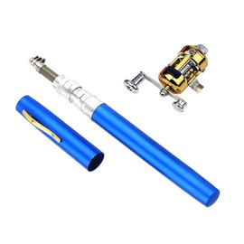 Pocket Size Fishing Rod, Portable Collapsible Micro Pen Fishing Rod Reel Combo Set,Equipped with a Rotating Scroll, Suitable for Saltwater, Freshwater, and sea Travel (Blue)