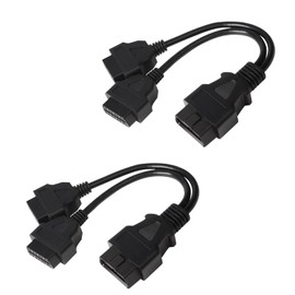 Prywog 1 PC Intelligent Output OBD Wiring Harness One-to-Two Adapter, Car Right Angle OBD2 Y-Shaped Extension Cable, 1 Male to 2 Female 16Pin All-in-one 24AWG Splitter, Universal for Most Cars (Black)