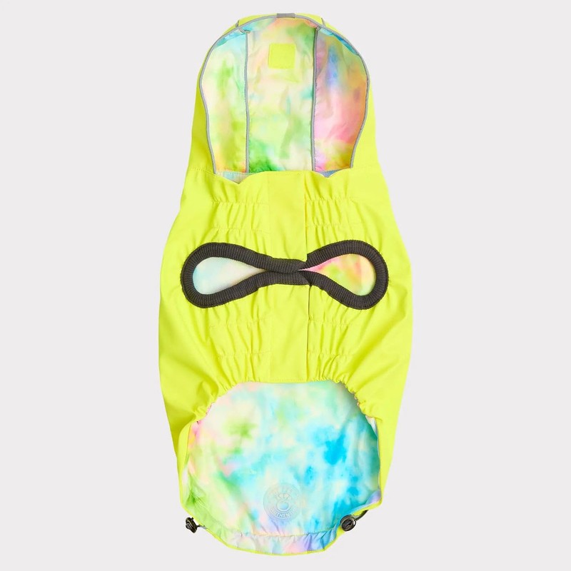 GF Pet Reversible Raincoat - Neon Yellow with Tie Dye