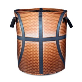 Basketball Texture Laundry Basket Funny Ball Foldable Oxford Cloth Funny Tote Bag Laundry Hamper Clothes Storage Bucket Organizer For Bathroom/Laundry Storage/Bedroom 17.7x13.7 Inch