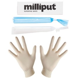 1 x Milliput Superfine White Epoxy Putty with One Pairs of Gloves Filling dents and Scores in Metal, Plastics, or Woods Repairing Water and Fuel Systems Jewellery Making