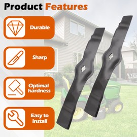 2 Pack AM130172 Mower Blades Kit with Bolts, Compatible with John Deere LT15 LT133 LT160 LT166 LT170 SST16 X324 GX355 Lawn Tractor Freedom 42 Mower Deck
