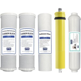 IPW Industries | Watts Replacement Reverse Osmosis Water Filter Set for WP5-50 RO Water Filtration System (Carbon Block, Sediment Filter, and RO Membrane) Cartridges for Effective Water Purification