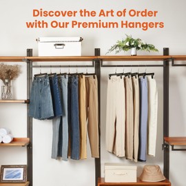 HOUSE DAY Black Pants Hangers 50 Pack, 12 Inch Skirt Hangers with Non-Slip Big Clips and 360° Swivel Hook, Heavy Duty Slim Plastic Pant Hanger, Space Saving Clip Hanger for Pants, Skirts, Shorts