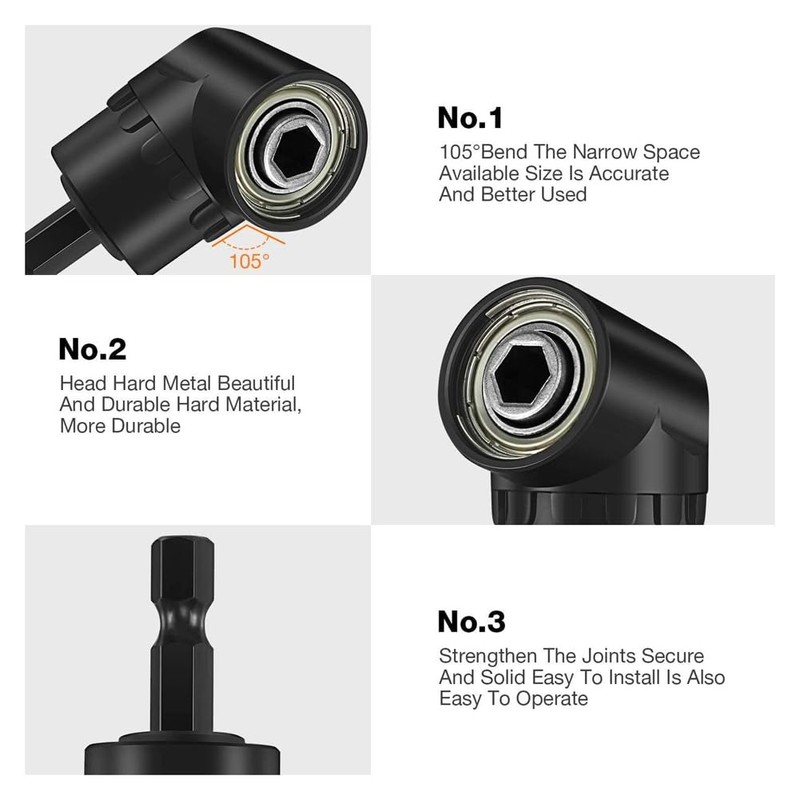 Aswalling 6Pcs Right Angle Drill Attachment Set with 105° Angle