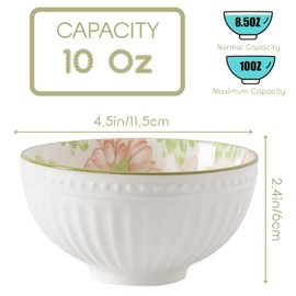 Youeon 12 Pack Small Ceramic Bowls, 10 Oz Colorful Dessert Bowls, Little Bowl Set for Rice, Soup, Snack, Ice Cream, Side Dish, Flower Pattern, Kitchen Decor Gift, Microwave & Dishwasher Safe