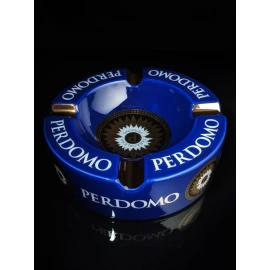 Perdomo Blue and Gold Ceramic Large Cigar Ashtray 9" Diameter NIB
